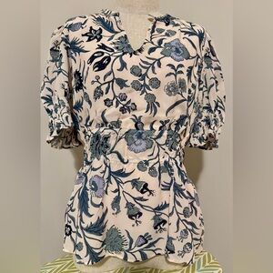 Spartina 449 Blue and Cream Floral Long Sleeve Dress